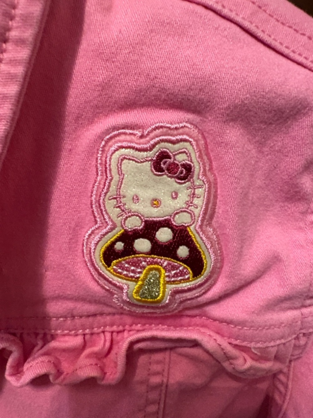 Hello Kitty Pink Ruffle Denim Jacket - Picture 3 of 5